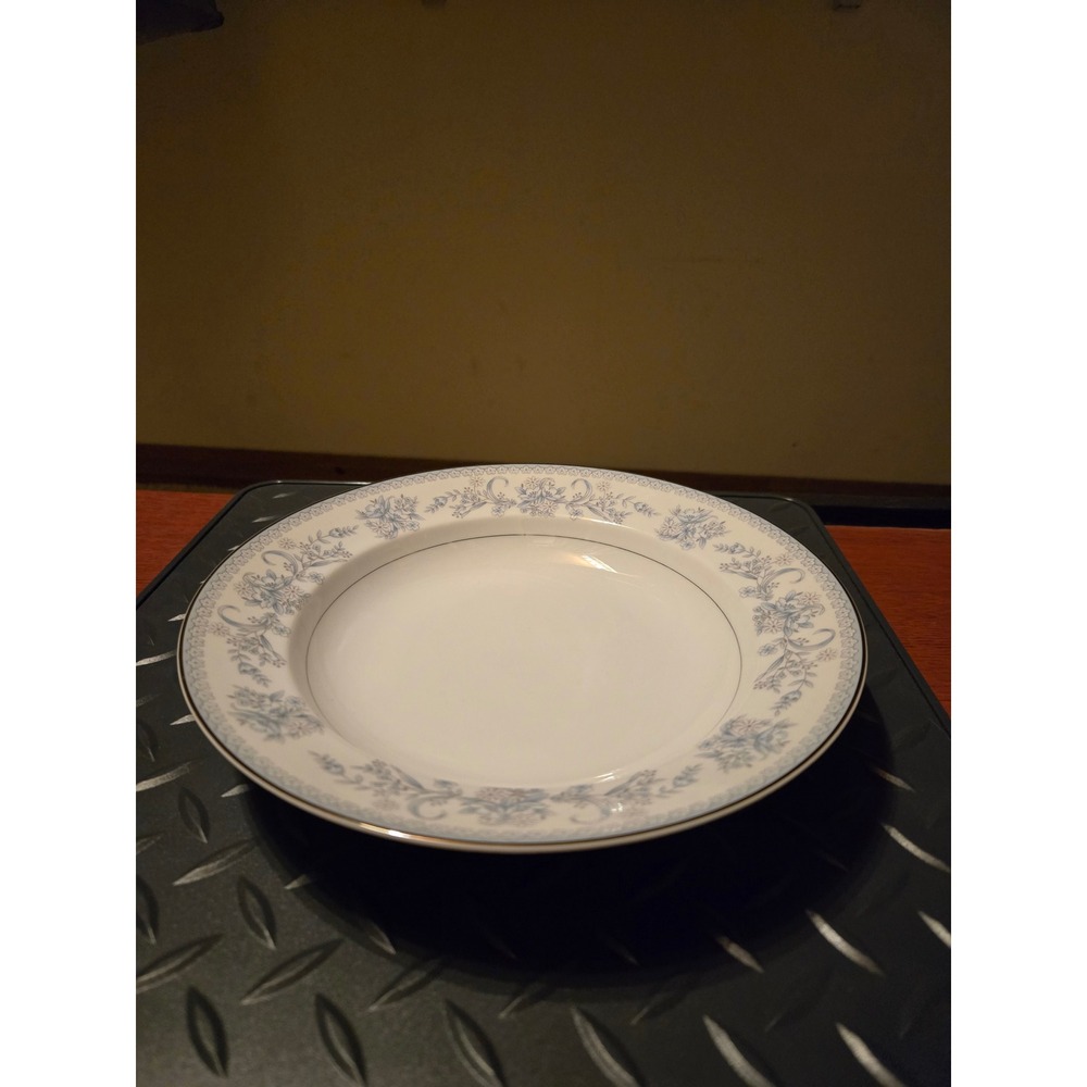 Mikasa Dresden Rose Rimmed Soup Bowls Fine China Blue Floral Japan Platinum